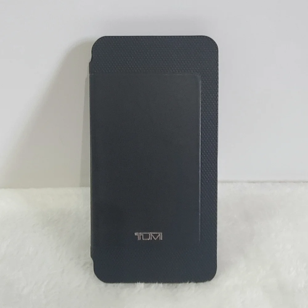 TUMI Samsung Galaxy Note 5 Black Leather Folio Case With Credit Card Slots NWT